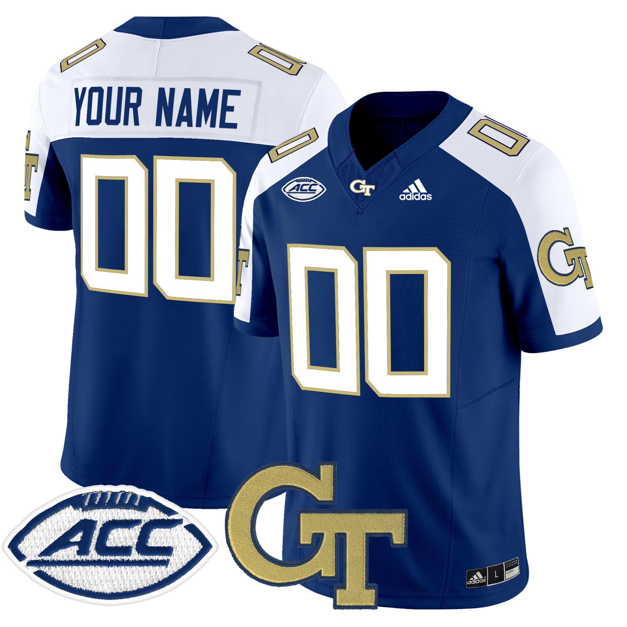 Men Georgia Tech Blue Adidas 2024 Vapor Limited Custom NCAA Jersey